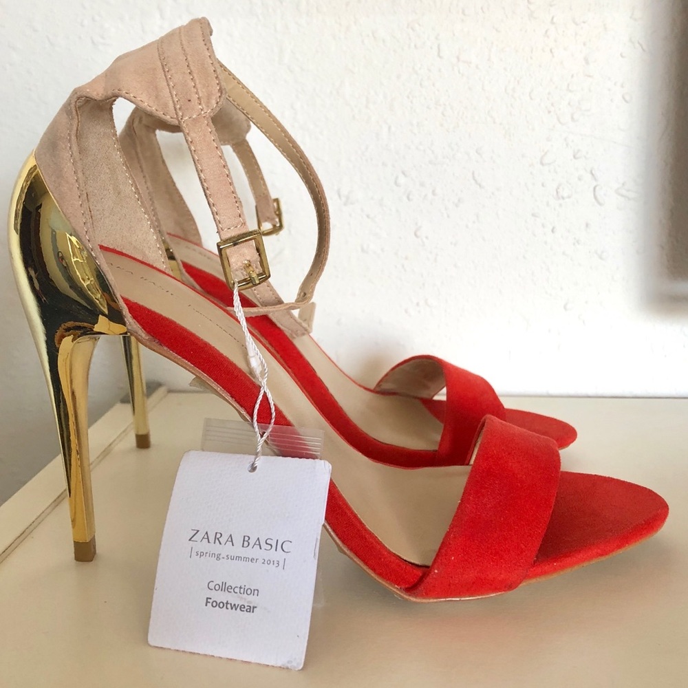 Zara Basic Red/Orange Heels! NEW!